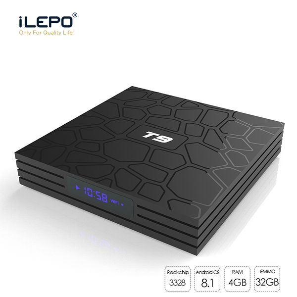

ilepo t9 android 8.1 tv box quad core led display rk3328 4gb 32gb/64gb 2.4/5ghz wifi bluetooth 4k h.265