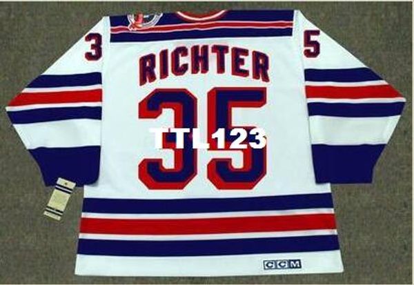 

mens #35 mike richter new york rangers 1994 ccm vintage retro home hockey jersey or custom any name or number retro jersey, Black;red