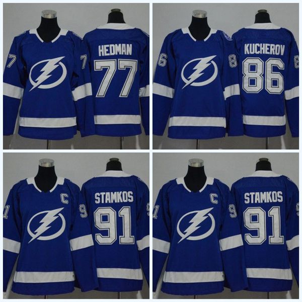 

Womens 2017-2018 Season Tampa Bay Lightning Jerseys 91 Steven Stamkos 77 Victor Hedman 86 Nikita Kucherov New Team Ice Hockey Jerseys