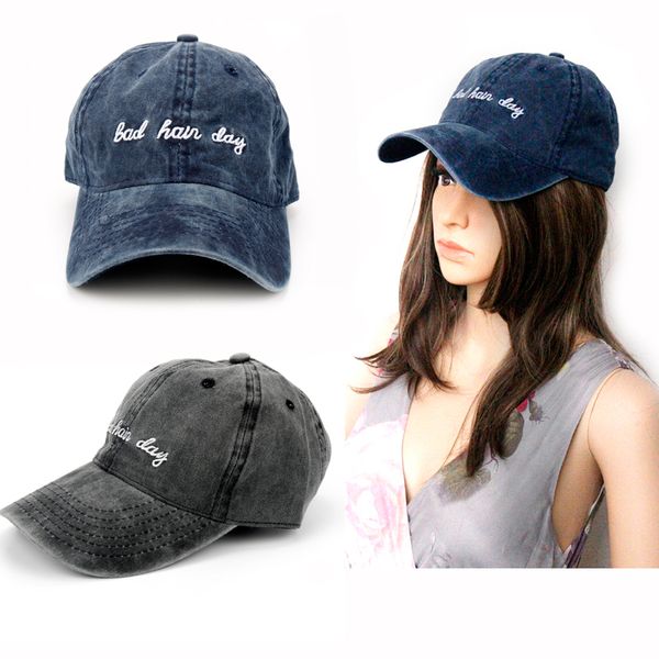

2018 dad hat solid washed baseball caps women men bad hair day oops letter embroidery couple cap navy dark grey trucker hat gift, Blue;gray