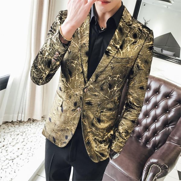 

shinny gold club party blazer men 2018 velvet blazer hombre business casual wedding suit jacket 2 button designer 5xl, White;black