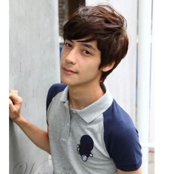 

new haircut trend wig 8 inches straight men's wigs dark brown short, Black;brown