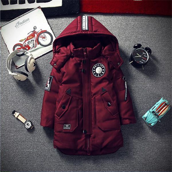 

boys cotton long thicker 2018 new children's clothing children's cotton jacket korean version of the big child winter clothing, Blue;gray