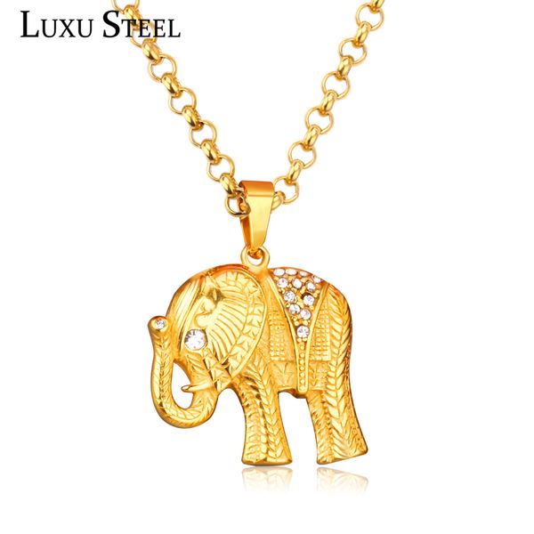 

whole saleluxusteel trendy style stainless steel elephant pendants necklaces for women/men choker necklace wholesale jewelry, Silver