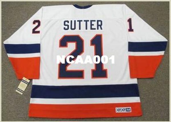 

men #21 brent sutter new york islanders 1988 ccm vintage home retro hockey jersey or custom any name or number retro jersey, Black;red