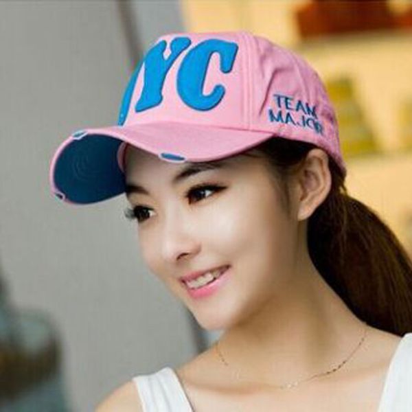 

2017 south korean baseball caps men and women snapback letter nyc summer hip hop cap capsleisure peaked hat 9 colors 2201, Blue;gray