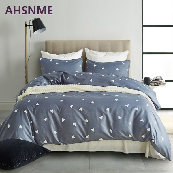 

ahsnme very comfort simple geometric paern & dark grey bedding set american size suitable for king quilt cover home textiles