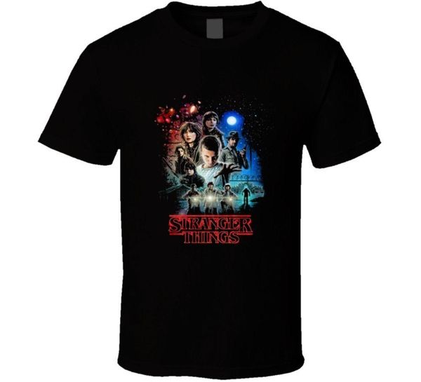 

stranger things sci fi horror 80s cul classic tv show tshirt, White;black