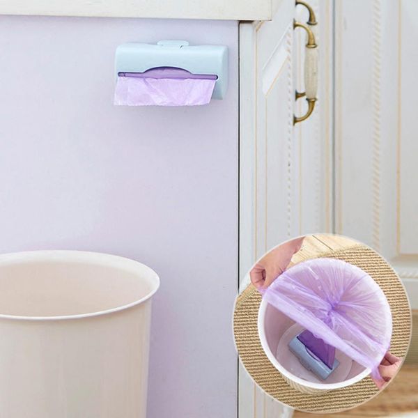 

1pc wall mounted garbage trash bags dispenser plastic storage box rack container kitchen bathroom organizer