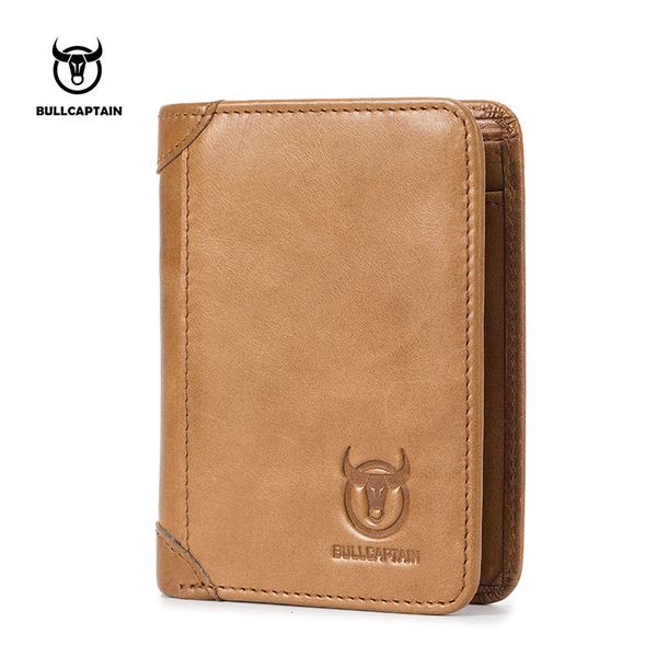 

bullcaptain 2018 new arrival mens wallet cowhide coin purse designer brand wallet clutch leather male wallets and purses, Red;black