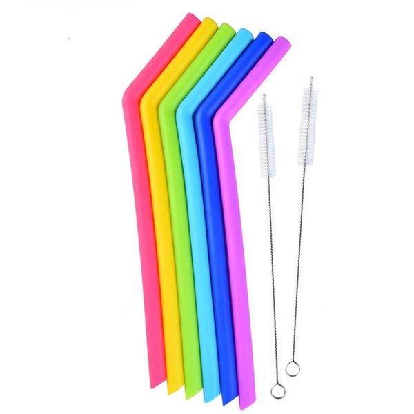 

6pc ilicone drinking traw et with 2 bru he food grade ilicone traw for bar home cup