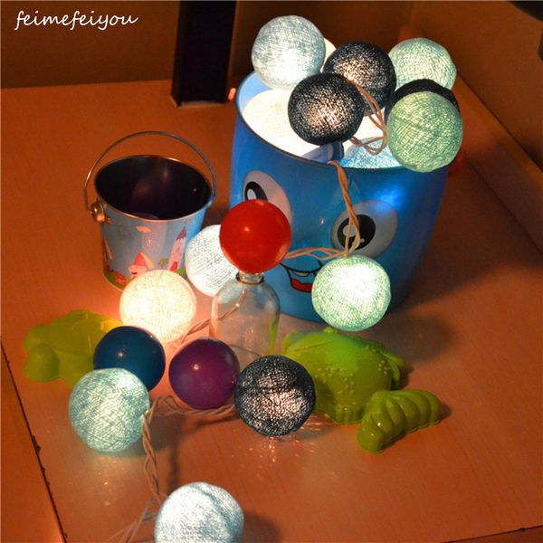 Feimeifeiyou Thailand Cotton Ball Lantern String Holiday Lights String Romantic Bedroom Decoration Lights Stars Teenage Lamp Led String Lighting Blue