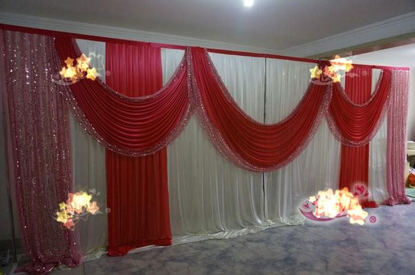 

3 м широкий * 6 м высокий backdrip с swags белый свадьба weddin драпировка украшения фон для свадьбы блесток украшения фон с swags