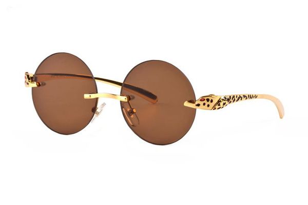 

glasses rimless brand sunglasses buffalo designer alloy leopard lens clear men for sunglasses women brown round metal frame box with, White;black