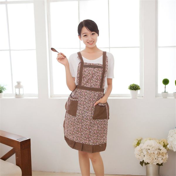 

printed women apron with pockets waterproof floral bib kitchen aprons rose flower home textiles women bibs breech cloth