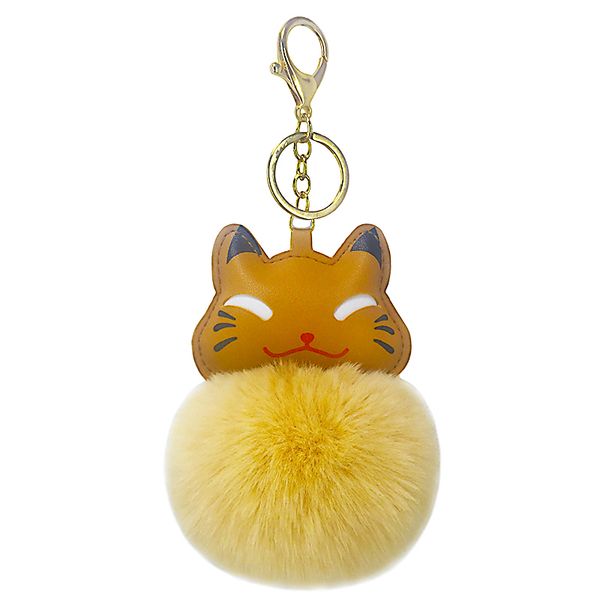 

pu artificial leather cat fur ball key clasp hanging piece fur bag car key hanging accessories small gift birthday, Silver