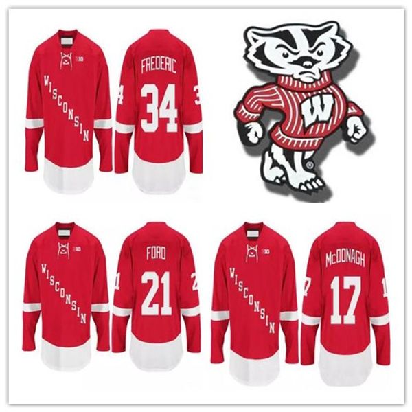 

women's wisconsin madison #13 ryan wagner #8 joe pavelski #15 matthew freytag stitched hockey jersey,custom any name any number, Black;red