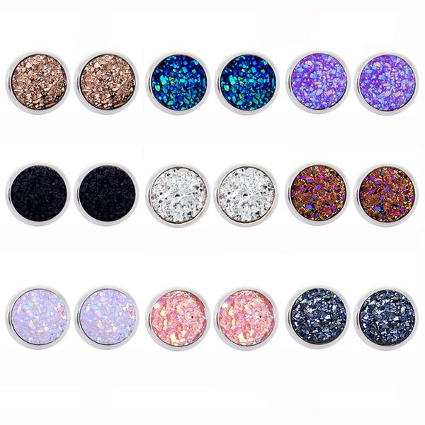 

luxury handmade round druzy stud earrings earings trendy simple stainless steel Tone earring designer earrings for women gift jewelry