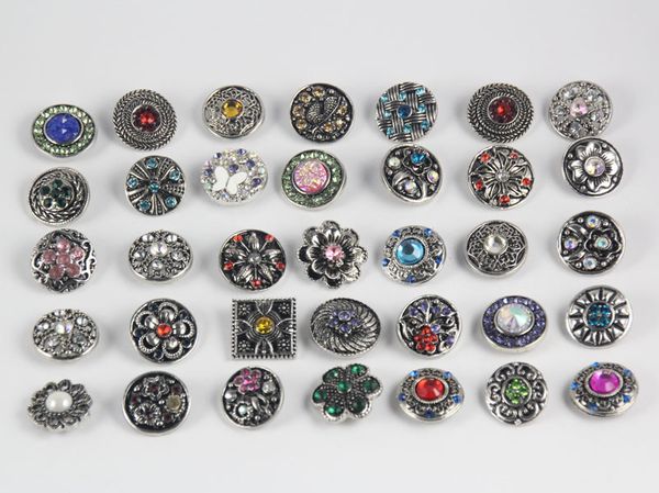 

Snaps Button Jewelry for Charms Bracelets wholesale Mix styles 18mm Rhinestone Buttons Metal Snap Charm Fit Bracelets NOOSA Snap Jewelry