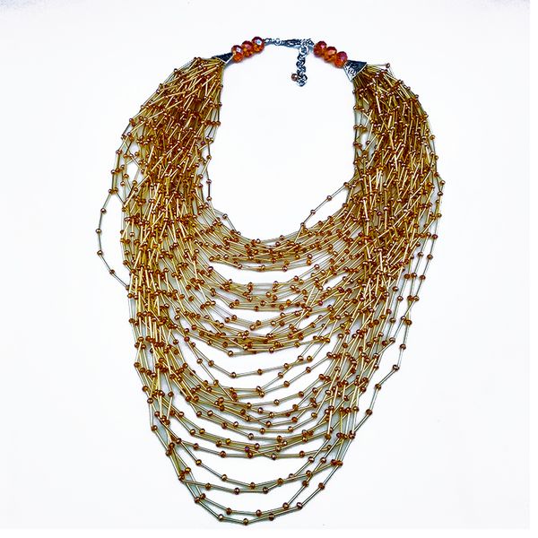 

original handmade crystal & glass tube multi-layer chains necklaces bohemia style strand ladies daily accessories woman jewlry, Silver