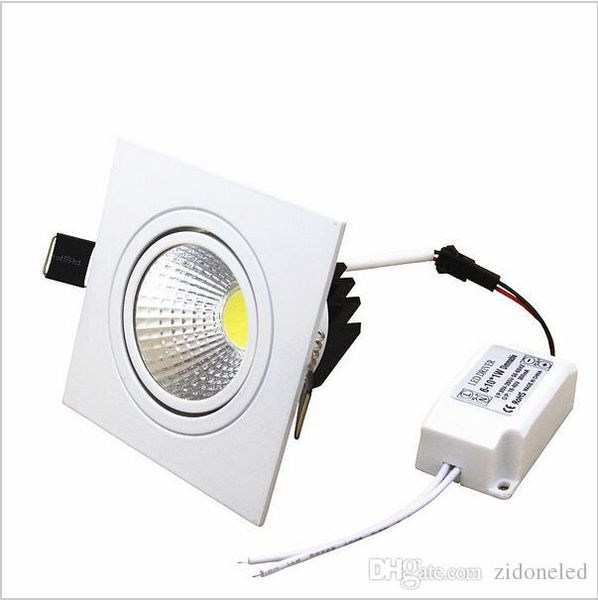 

square led down lights dimmable led recessed spotlights cob lighting fixture 7w/9w/12w/15w led ceiling lamp ac85-265v