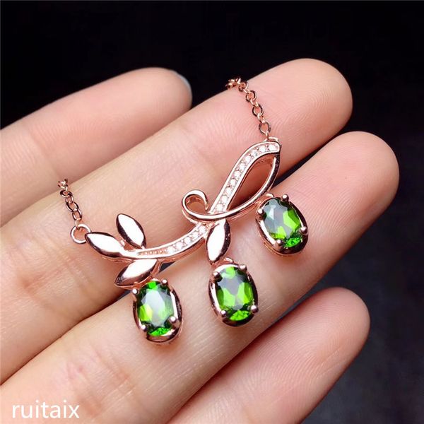 

kjjeaxcmy boutique jewels 925 pure silver inlay natural diophane lady necklace flowery smooth curve plant