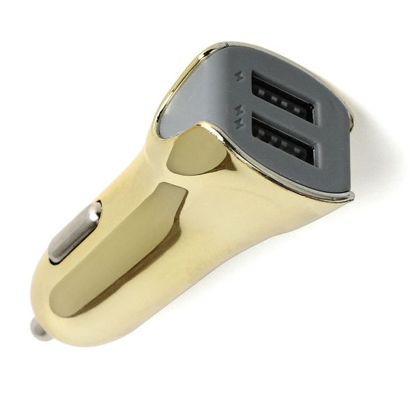

good quality wholesale new gold plating shark style flash of light 2usb dual port car chargering adapter for phone 5v 3.1 500pcs/lot