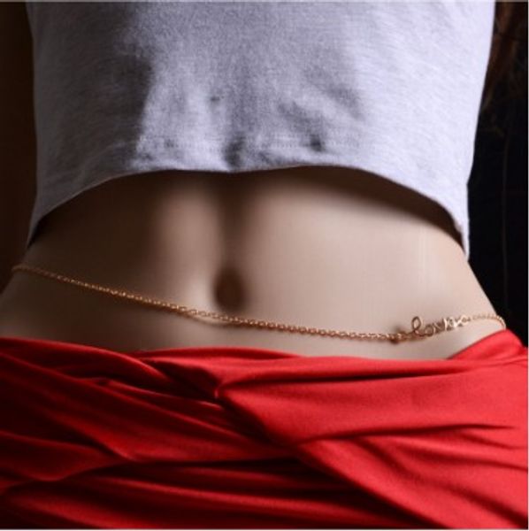 

gothic love charm waist body chain gold tone body belly chain gothic womens jewelry body chain, Silver