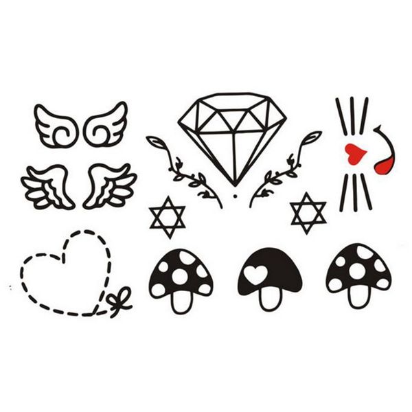 Acheter Le Plus Chaud Autocollant De Tatouage Temporaire Femmes Hommes Bricolage Body Art Tatouage Conception Diamant Aile Motif De Coeur Faux