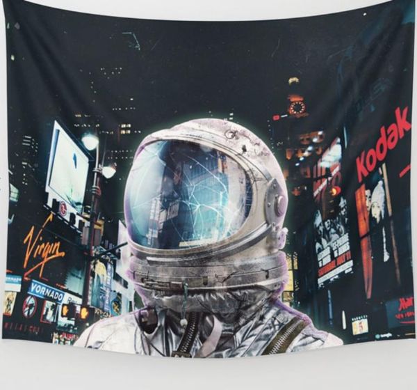 Espaço Astronauta Tapeçaria Pendurado na Parede Art Banners Bandeiras Quarto Dormitório Sofá Decoração de Fundo Retro Spaceman Impresso Lona Cobertor de Praia