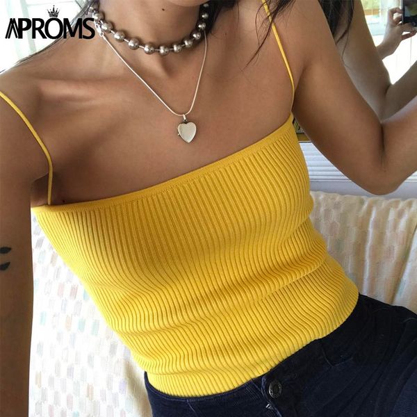 

Solid New Basic Camis Fashion Women Streetwear Elastic Spaghetti Straps Cropped Tank Top Short Stretch T -Shirts Tees