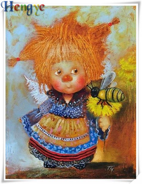 

diy diamond painting cross stitch kit rhinestone mosaic home decor gift people cute angel full square&round diamond 5d embroidery aa0341