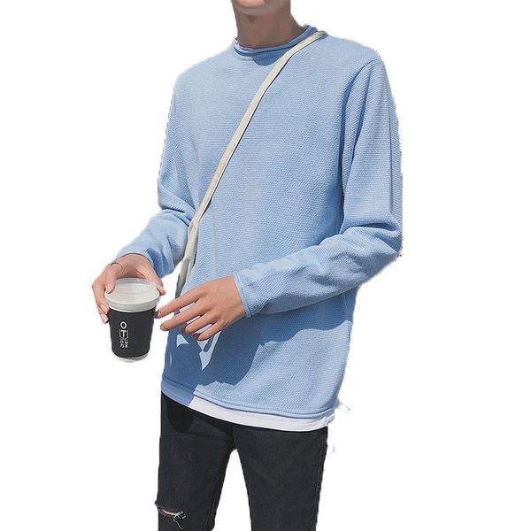 

2018 spring student movement men fashion lovers korean of the trend two young handsome round neck shirt autumn new sweater, White;black
