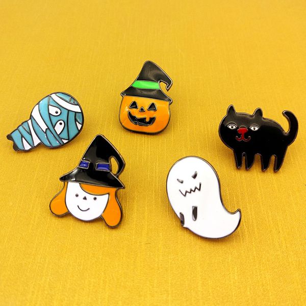 

new halloween series cartoon ghost badge pumpkin head alloy accessories jewelry for man woman brooches pins buckle wholesale drop shipping, Gray