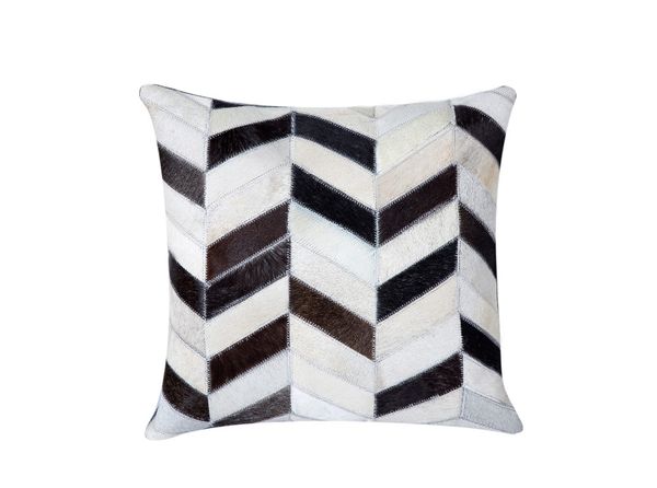 Natural Grey Black White Cowhide Patchwork Handmade Leather
