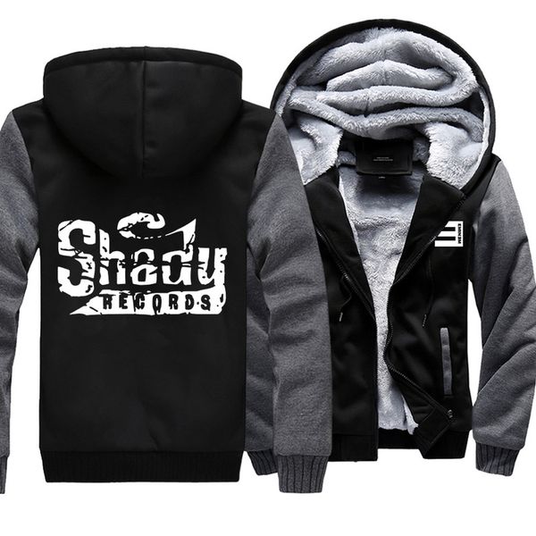 

thicken hoodie shady records warm coat hoodie winter fleece zipper coat, Black