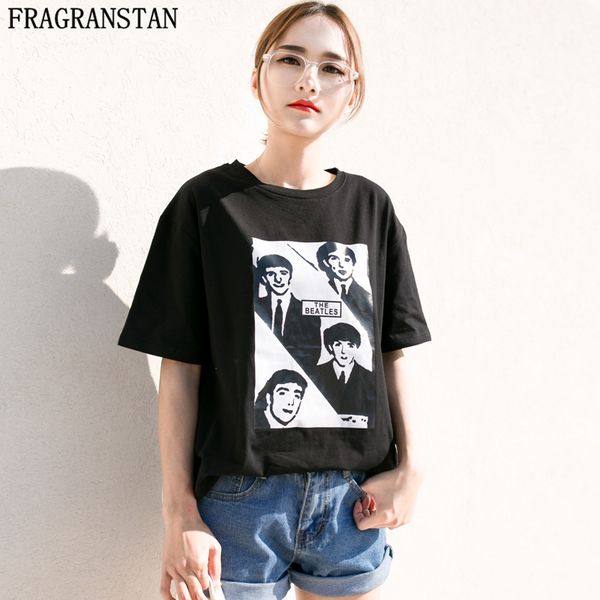 

2018 women new summer coon cartoon print t-shirt female casual o-neck short sleeve tee personality loose tshirts ly455, White
