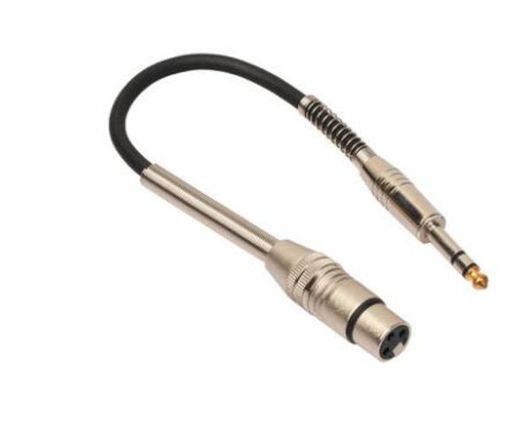 Universal 3 Pinos XLR Fêmea Para 1/4 Polegada 6.35mm Plugue Macho TRS Cabo De Áudio Estéreo Microfone Adaptador BK2078KF 30 cm de Comprimento