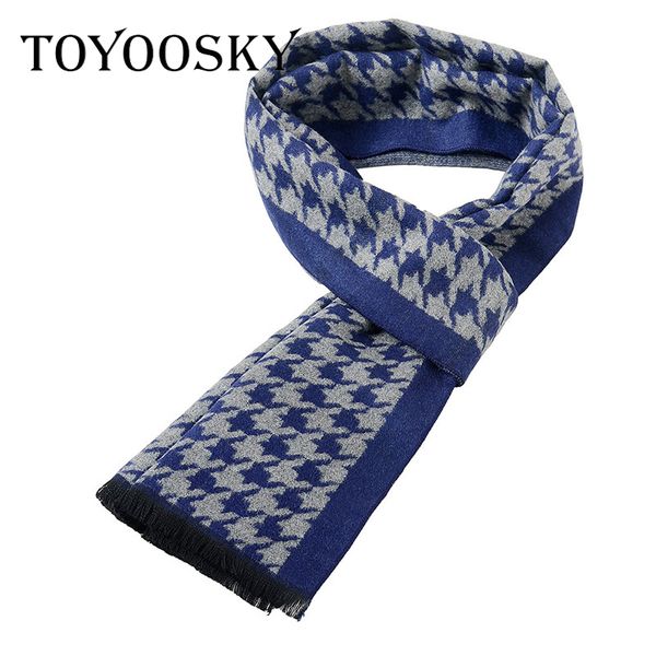 

toyoosky scarfs houn check classic cashmere feel winter scarf men's new design warm fashion neckwear scarves, Blue;gray