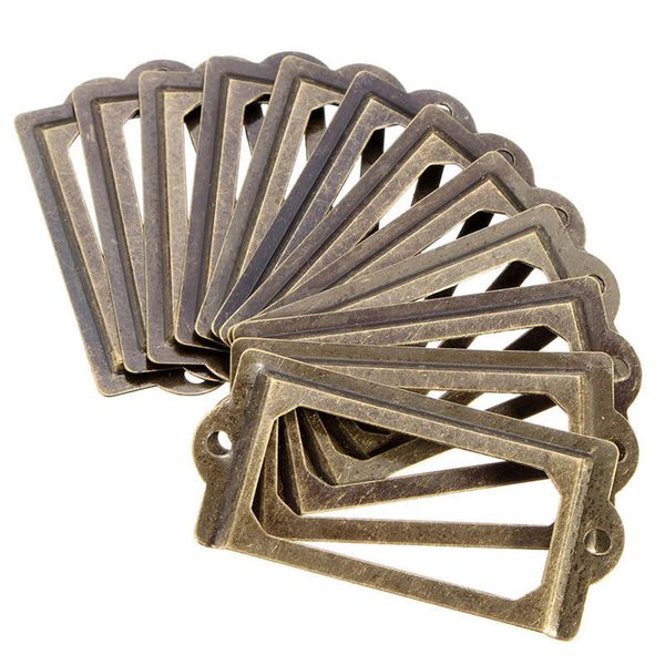 2019 Antique Brass Metal Label Holders Pull Frame Handle Name Card
