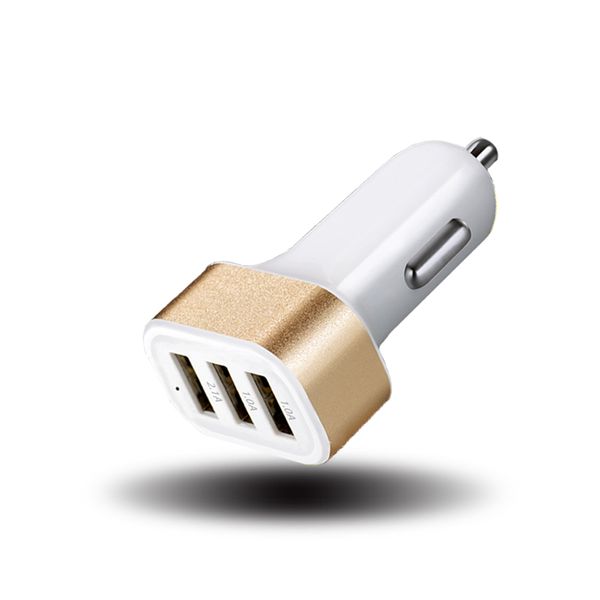 

universal vehicle triple 3-port usb car usb portable charger for iphone 8 xiaomi mi4 5v 3.1a charger for phone cellphone tablet