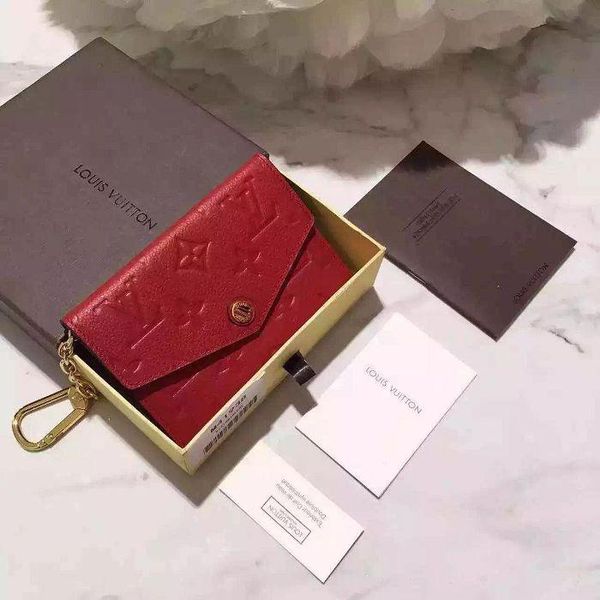 

New embossed key case M60634 red WALLETS OXIDIZED LEATHER CLUTCHES EVENING LONG CHAIN WALLETS COMPACT PURSE