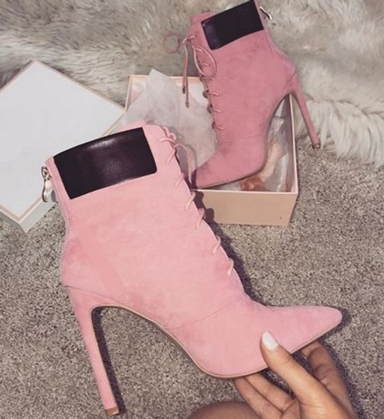 

2018 европа и соединенные штаты внешней торговли новый большой размер женские сапоги розовый принцесса указал женские сапоги на высоком кабл, Black