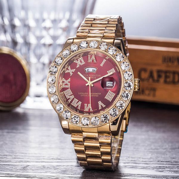 

Luxury Gold President Day-Date Diamonds Watch Men Stainless Mother of Pearl Dial Diamond Bezel Automatic WristWatch AAA mens Watche