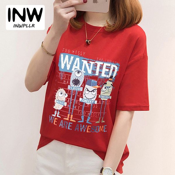 

2018 new women t-shirt funny printed tshirt femme tees summer fashion short sleeve letter t-shirt women poleras mujer, White