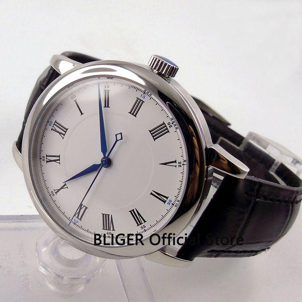 

40mm sapphire glass white sterile dial roman numerals blue hand miyota automatic movement men's watch men wristwatch bd22, Slivery;brown
