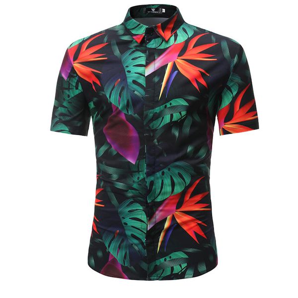 

new arrival mens hawaiian shirt 2018 male casual camisa masculina printed 20 colors beach shirts short sleeve brand clothing 3xl, White;black