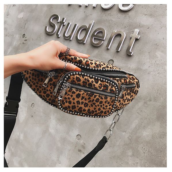

trendy leopard beads zipper fashion waist packs women crossbody bag female shoulderbag #003