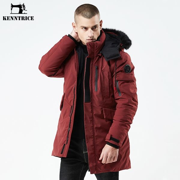 

kenntrice new warm winter mens jacket thick hooded jacket men medium long overcoat brand clothing, Black