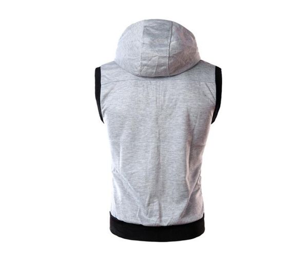 

men's spring drawstring casual warm vest with zipper sweatshirt cardigan hoodies vest street style pockets fit sleeveless sleevele vval, Black